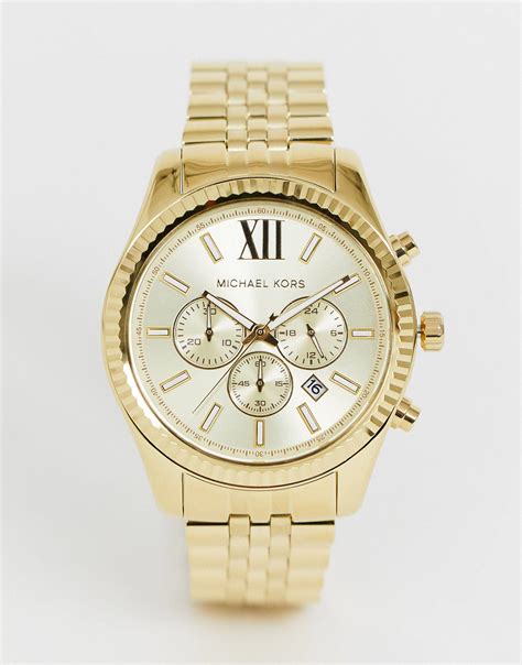 michael kors mk8281 lexington gold tone stainless steel watch|Michael Kors chronograph watch.